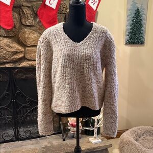 Universal Thread V-Neck Sweater in Cream and Brown